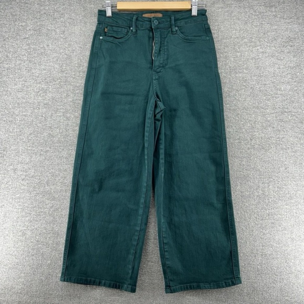 Judy Blue Garment Dyed Jeans Women 5/27 Green Denim Wide Leg